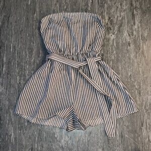 Striped Strapless Romper